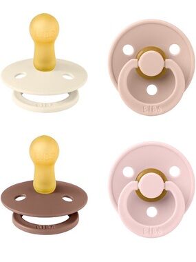 4-Pack Baby Pacifiers in Cream, Blush, Brown, and Pink